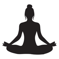 silhouette of yoga girl vector illustration