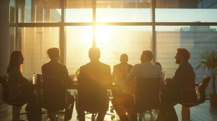 silhouette of business people