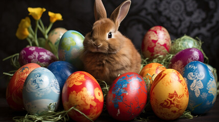 Fototapeta na wymiar Happy easter day. Easter eggs