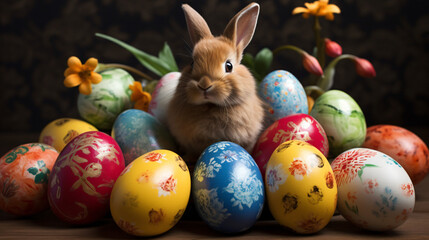 Fototapeta na wymiar Happy easter day. Easter eggs