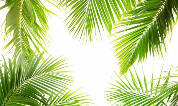 palm leaves on white