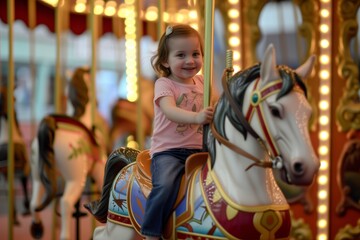 Obraz na płótnie Canvas little one riding a carousel horse