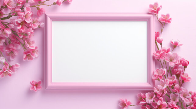Empty pink picture frame