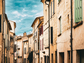 Street view of old village Uzes in France