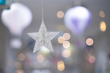 star decorative lights On the background, beautiful bokeh light Party lighting decoration elements