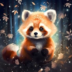 red panda in the night