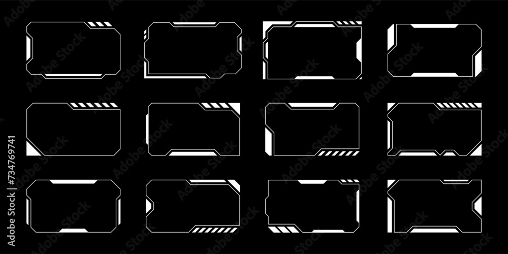 Poster sci-fi futuristic hud dashboard display virtual reality technology screen. user interface set. stati