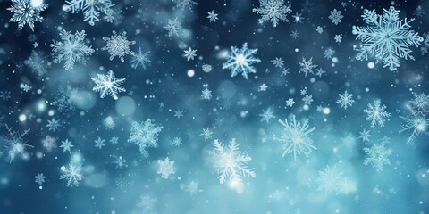 winter background with snow and snowflackes.