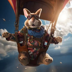 Poster Show the Easter Bunny skydiving from a plane with © Harmony