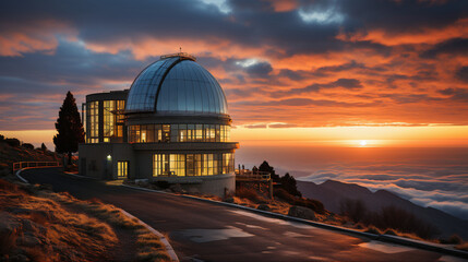 Observatory at Sunset - obrazy, fototapety, plakaty