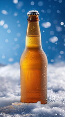 Bottle of beer with frosted ice - Generative AI