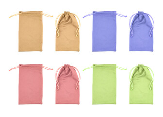 set of colorful cotton bags for sunglasses