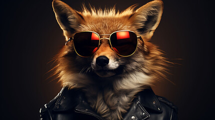 Portrait of a funny fox rock super star