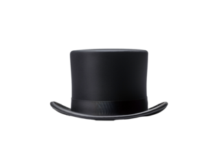 a black top hat with a black band
