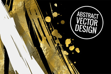 Vector Black White and Gold Design Template, Flyers, Mobile Technologies, Applications, Online Services, Typographic Emblems, Logo, Banners. Golden Abstract Modern Background.