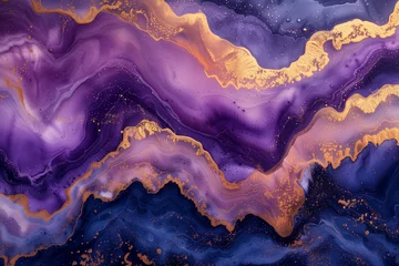 Foto op Aluminium Kristal gold purple alcohol ink abstract luxury background  wallpaper
