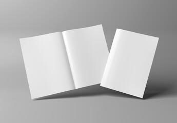 White blank A4 magazine Mockup isolated on white 3D rendering