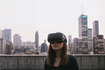 Fototapeta na wymiar Orizzonti Virtuali- Un Viaggio nel Futuro con Occhiali VR
