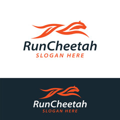 run cheetah logo design vector illustration
