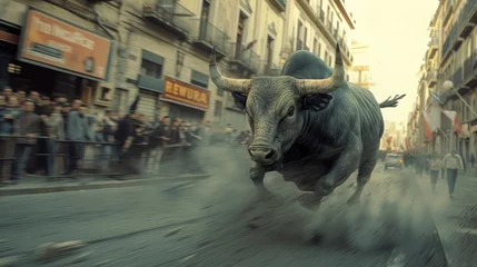 Foto op Plexiglas The Matador: Confronting the Bull's Intense Charge © Murda