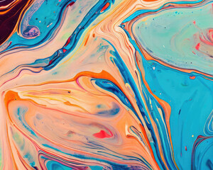 Closeup abstract color mixing of acrylic for use as background