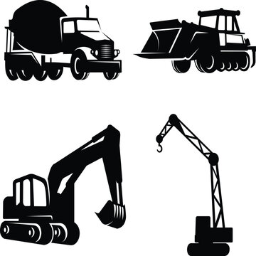 construction machine logo design vector,editable eps 10.