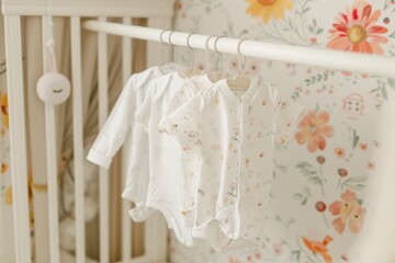 babys first wardrobe: tiny outfits in a nursery setting