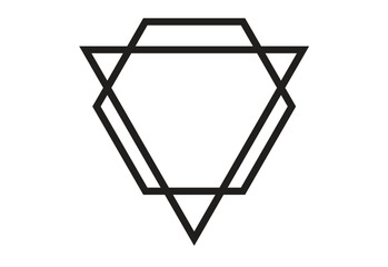 Reverse Triangle on a Hexagon Concept. Editable Clip Art.