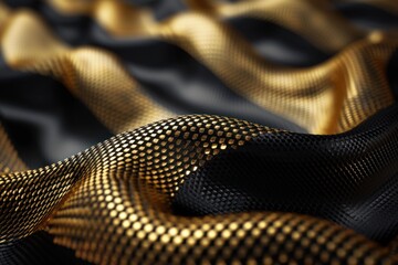 Fototapeta premium gold and back wave texture background