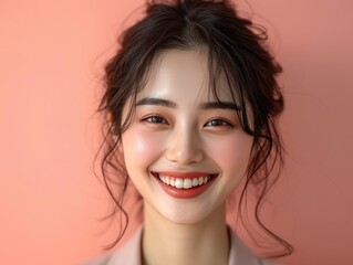 Portrait of beauty smiling Asian businessman with suit in professional studio background