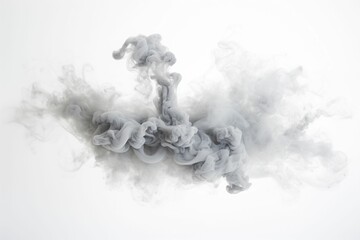灰色の煙の爆発、白背景