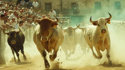 Selbstklebende Fototapeten The Matador: Confronting the Bull's Intense Charge © Murda