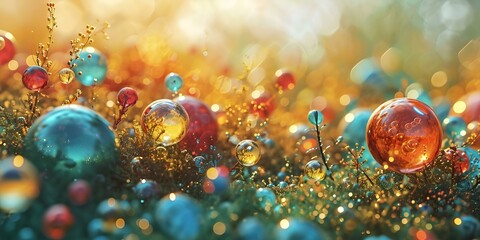 Fototapeta na wymiar Festive New Year or Christmas scene with golden sparkling decorations