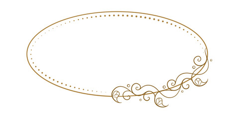 Vector horizontal oval frame with ivy leaves decoration