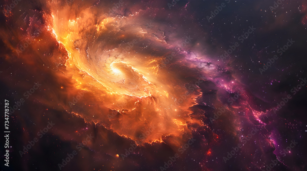 Wall mural a stunning and colorful deep space galaxy with a dynamic swirling pattern, glowing with stars and ne