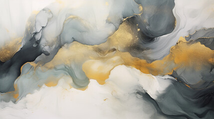 Fototapeta na wymiar Abstract minimal acrylic texture background, shades of gray and gold 