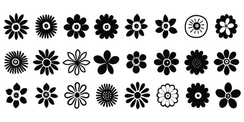 A set of flowers, hand drawn, isolated on a white background, vector design	