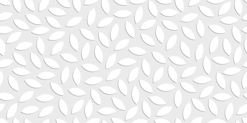 Minimalistic seamless pattern of leaves, light gray background, banner