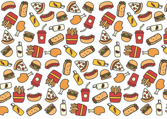 pattern coloring doodle fast food
