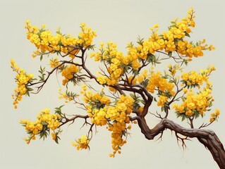 Flowering tree with yellow flowers hanging from the branches