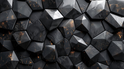 3D Black Shiny Smooth Rocks Background
