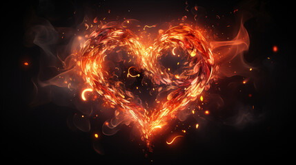 Fire burning heart