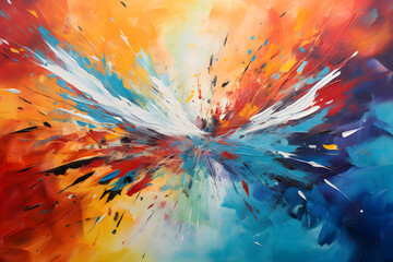 Fototapeta na wymiar Jubilant Splashes of Colors Dancing in the Sky: An Abstract Indication of Victory and Freedom.