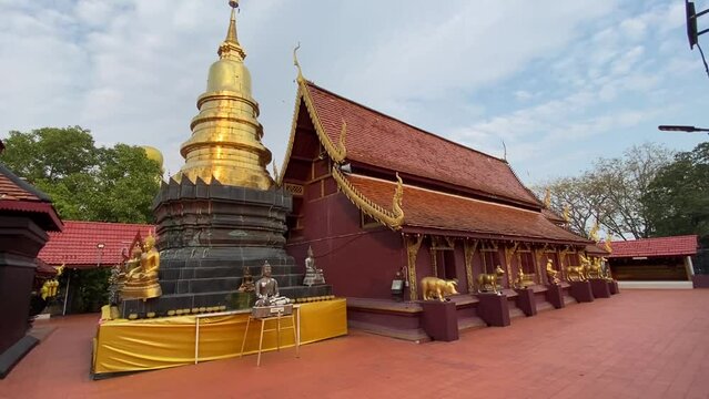 Beautiful Golden Pagada and Wooden Antique Church