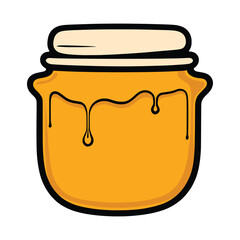 Vector drawing of a jar of honey, isolated on a white background, beekeeping	