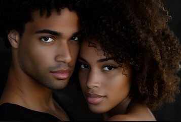 Studio fashion Portrait of Natural beauty African American couple