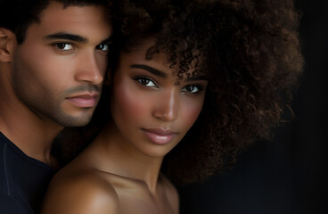 Studio fashion Portrait of Natural beauty African American couple