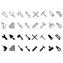 Tools icon vector set. Inventory illustration sign collection. Repair symbol or logo.

