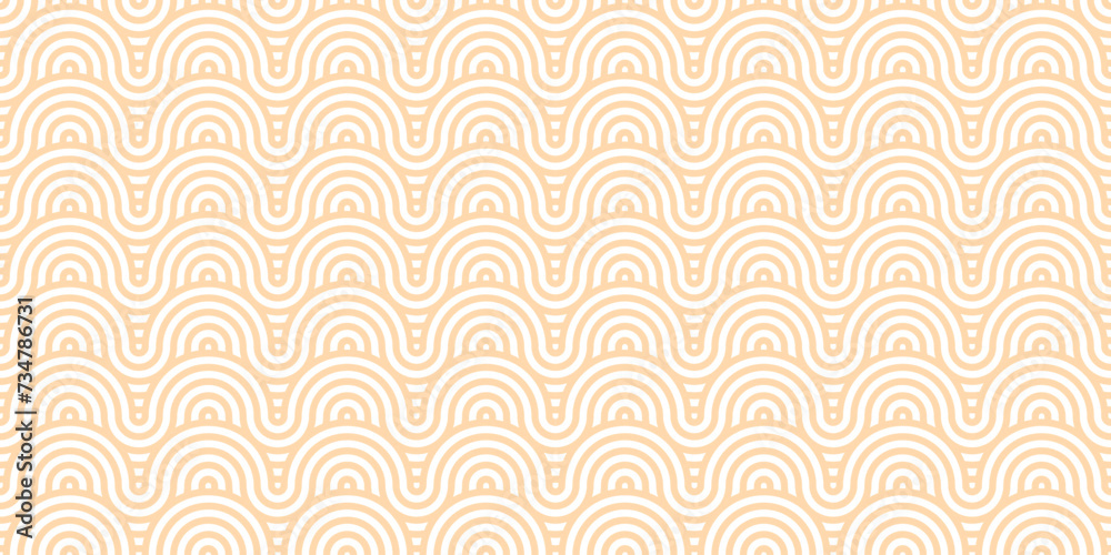 Poster Peach abstract oriental wave pattern, vector fish scale geometric background design