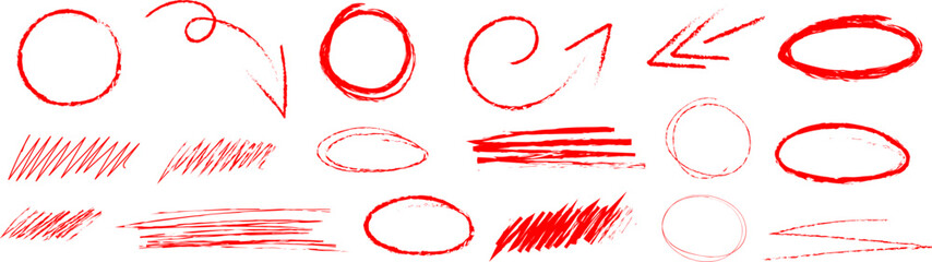 Highlight vector doodles, random red scribble elements, isolated